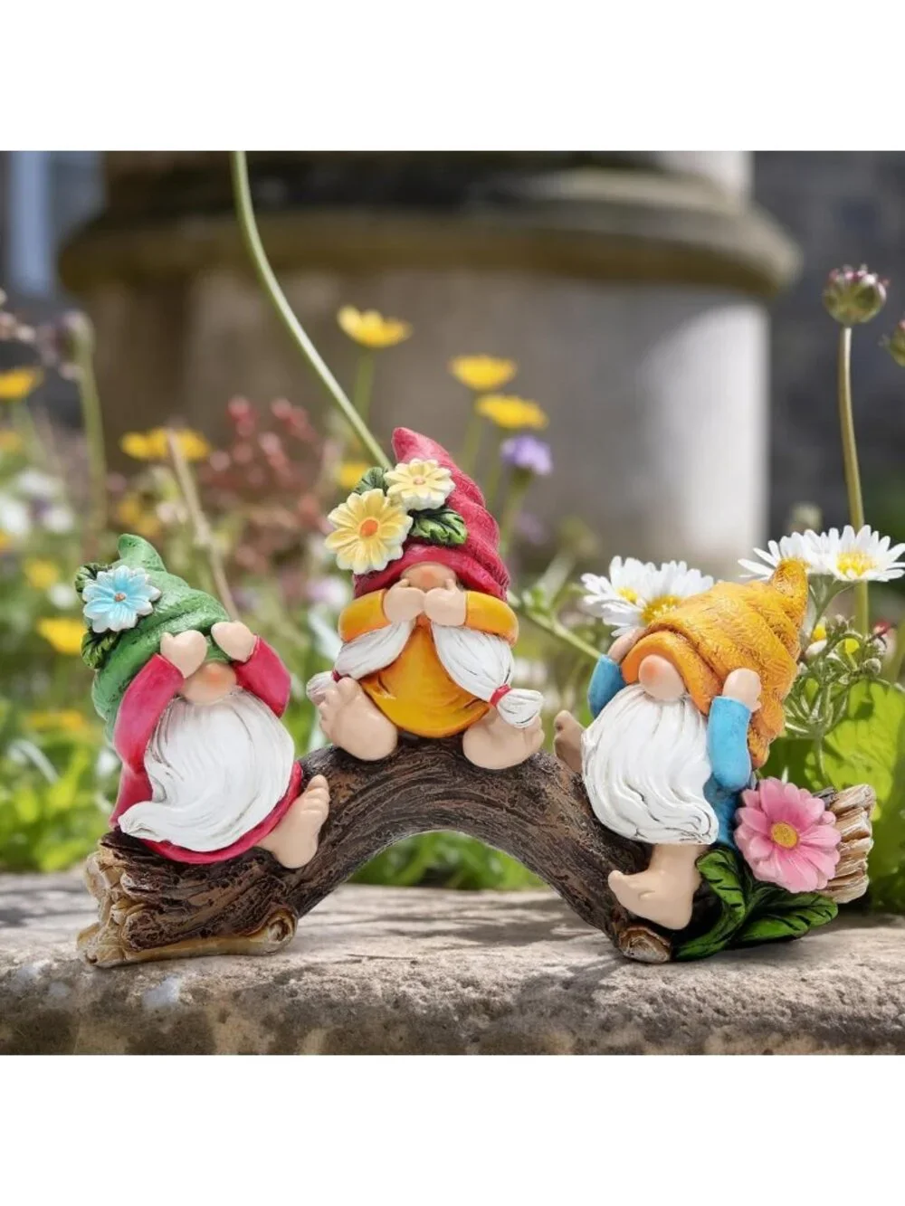 Spring Hear-No, See-No, Speak-No Gnomes Figurines - Outdoor Garden Decor & Gifts
